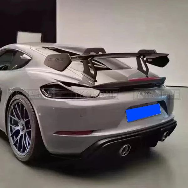 AKSH Aftermarket Porsche Boxster Cayman 718 987 997 998 981 911 GT4 Carbon Double Deck Blade Rear Spoiler Wing 718 987 997 998 981 911 Boxster GT4 Carbon