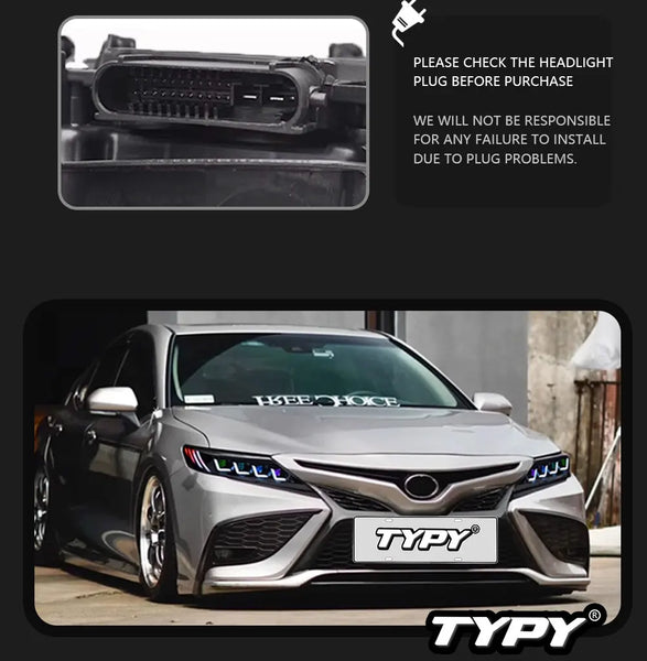 TYPY Car Lights For Toyota Camry RGB 2018-2024 Headlight LED Projetor head Lamp Daytime Running Light Automotive Accessories