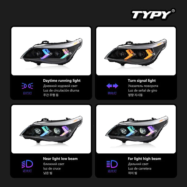 TYPY Car For BMW 3 Series E60 RGB Headlight 2004-2010 Upgrade Modified to New Dynamic Turn Signal LED Headlight Auto Accessories