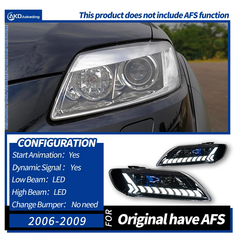 AKD Car Styling Head Lamp for Audi Q7 Headlights 2006-2015 Q7 LED Headlight Projector Lens DRL Animation Automotive Accessories