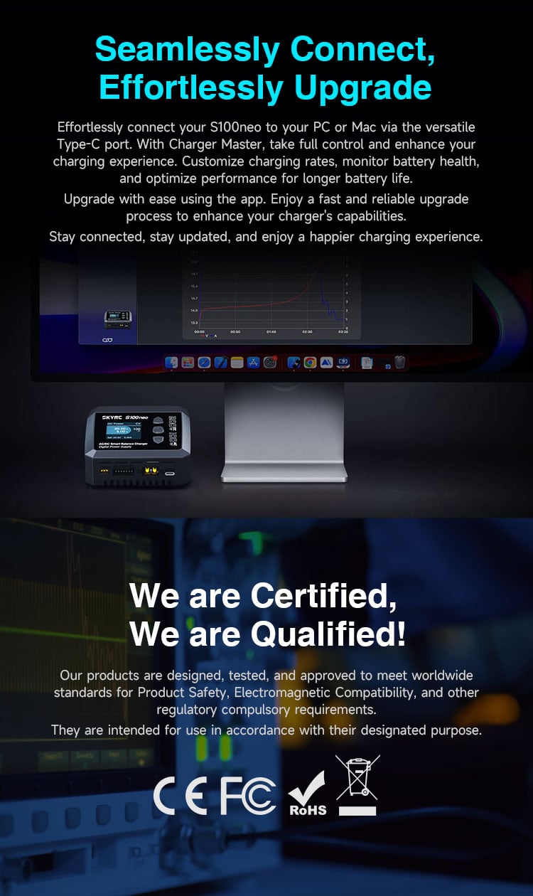 SKYRC S100neo AC100W/DC200WDual Channel Lipo Charger