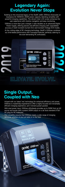 SKYRC S100neo AC100W/DC200WDual Channel Lipo Charger