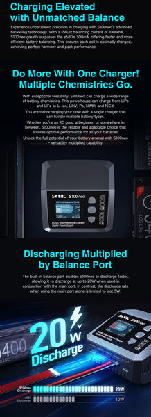 SKYRC S100neo AC100W/DC200WDual Channel Lipo Charger