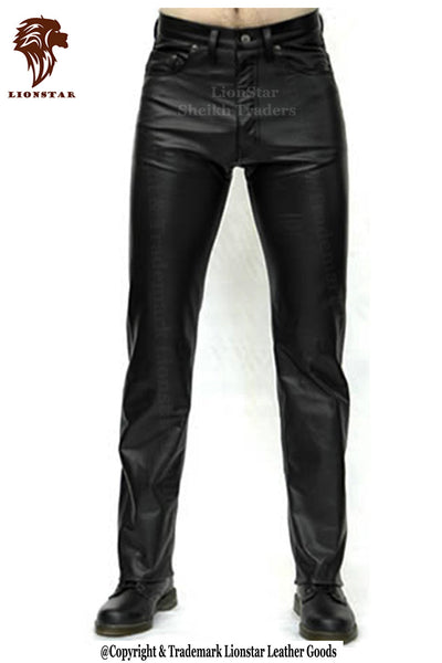 Lionstar Men's Sheepskin Leather Pants (Black Slim Fit)