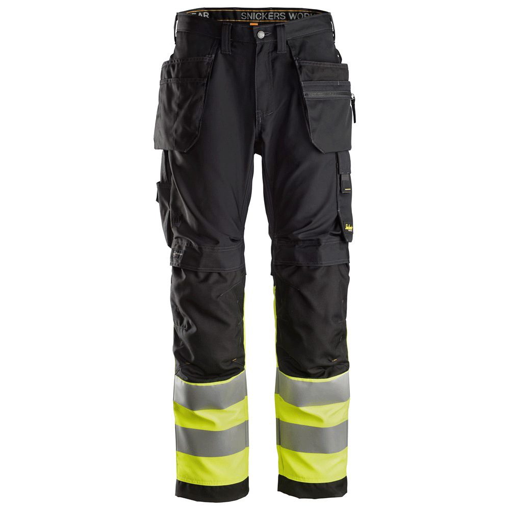 Snickers 6233 AllroundWork Hi-Vis Work Trousers Holster Pockets CL1 Various Colours