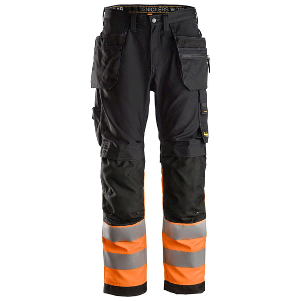 Snickers 6233 AllroundWork Hi-Vis Work Trousers Holster Pockets CL1 Various Colours