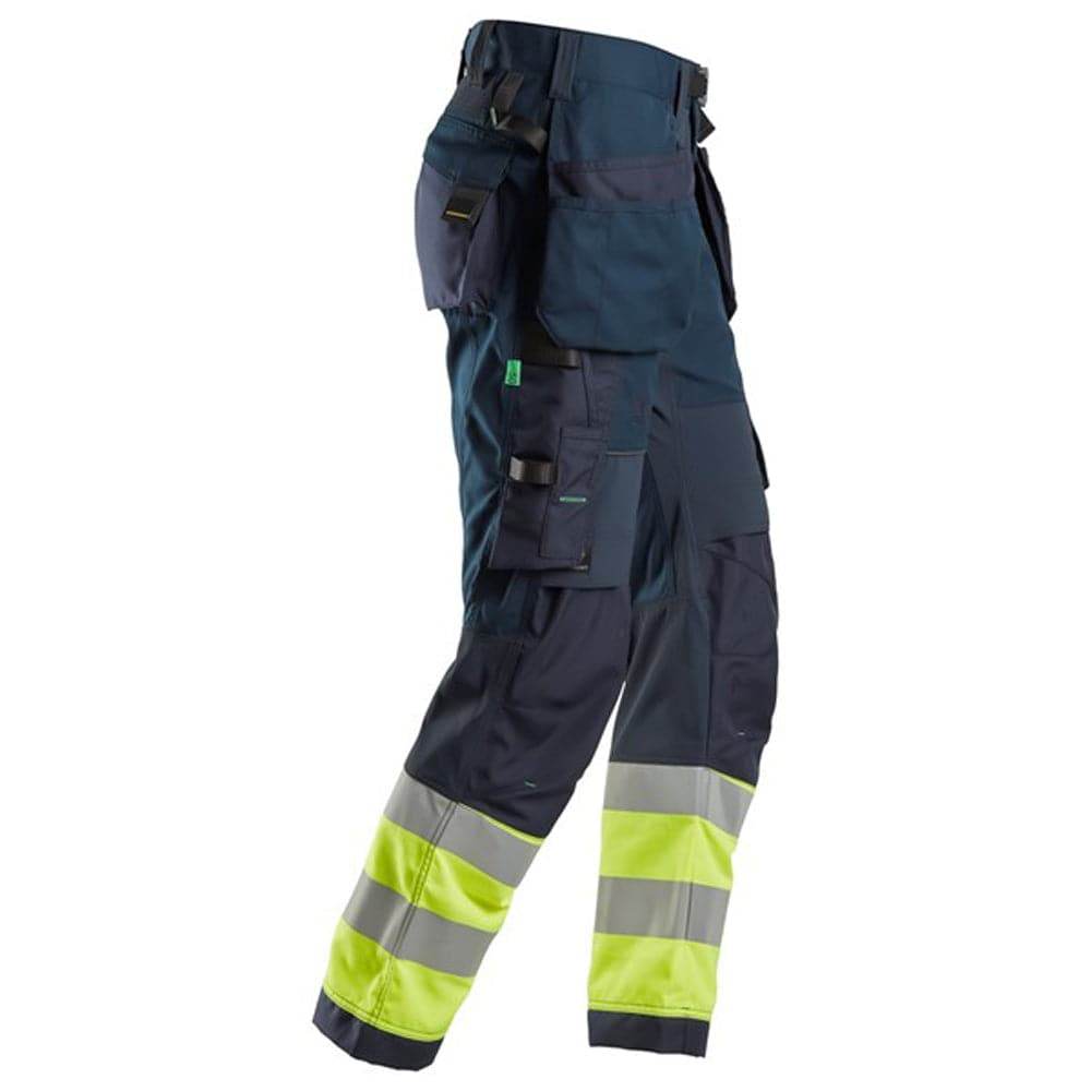 Snickers 6931 FlexiWork Hi-Vis Work Trousers Holster Pockets CL1 Various Colours