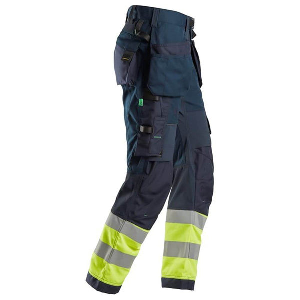 Snickers 6931 FlexiWork Hi-Vis Work Trousers Holster Pockets CL1 Various Colours