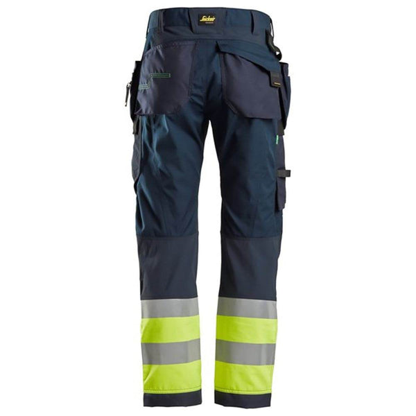 Snickers 6931 FlexiWork Hi-Vis Work Trousers Holster Pockets CL1 Various Colours
