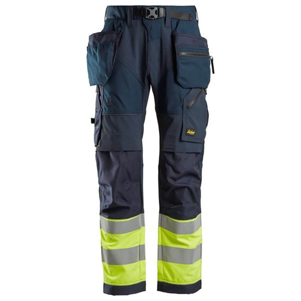 Snickers 6931 FlexiWork Hi-Vis Work Trousers Holster Pockets CL1 Various Colours