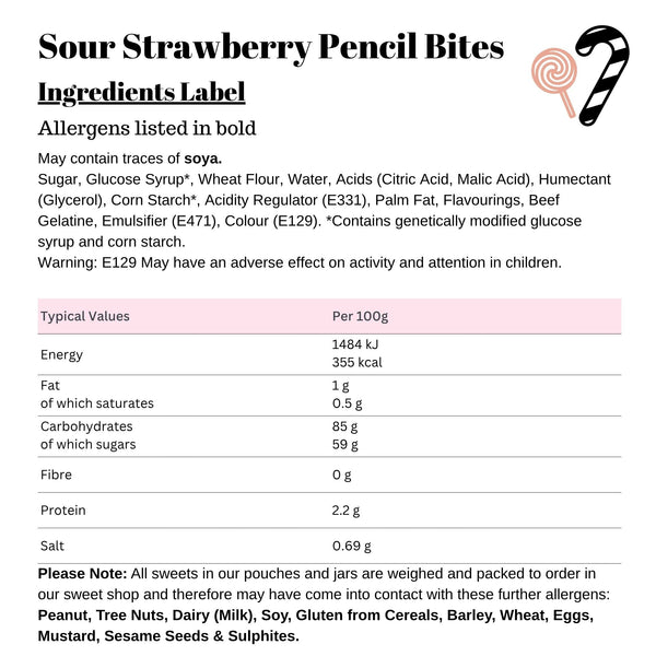 Sour Strawberry Pencil Bites
