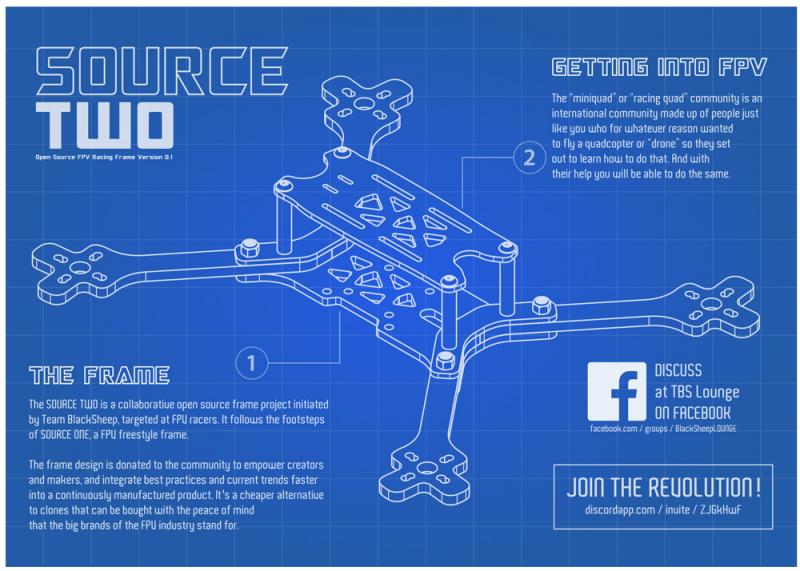 Source Two Open Source Racing Quadcopter Frame