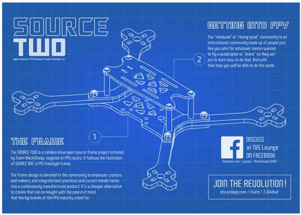 Source Two Open Source Racing Quadcopter Frame