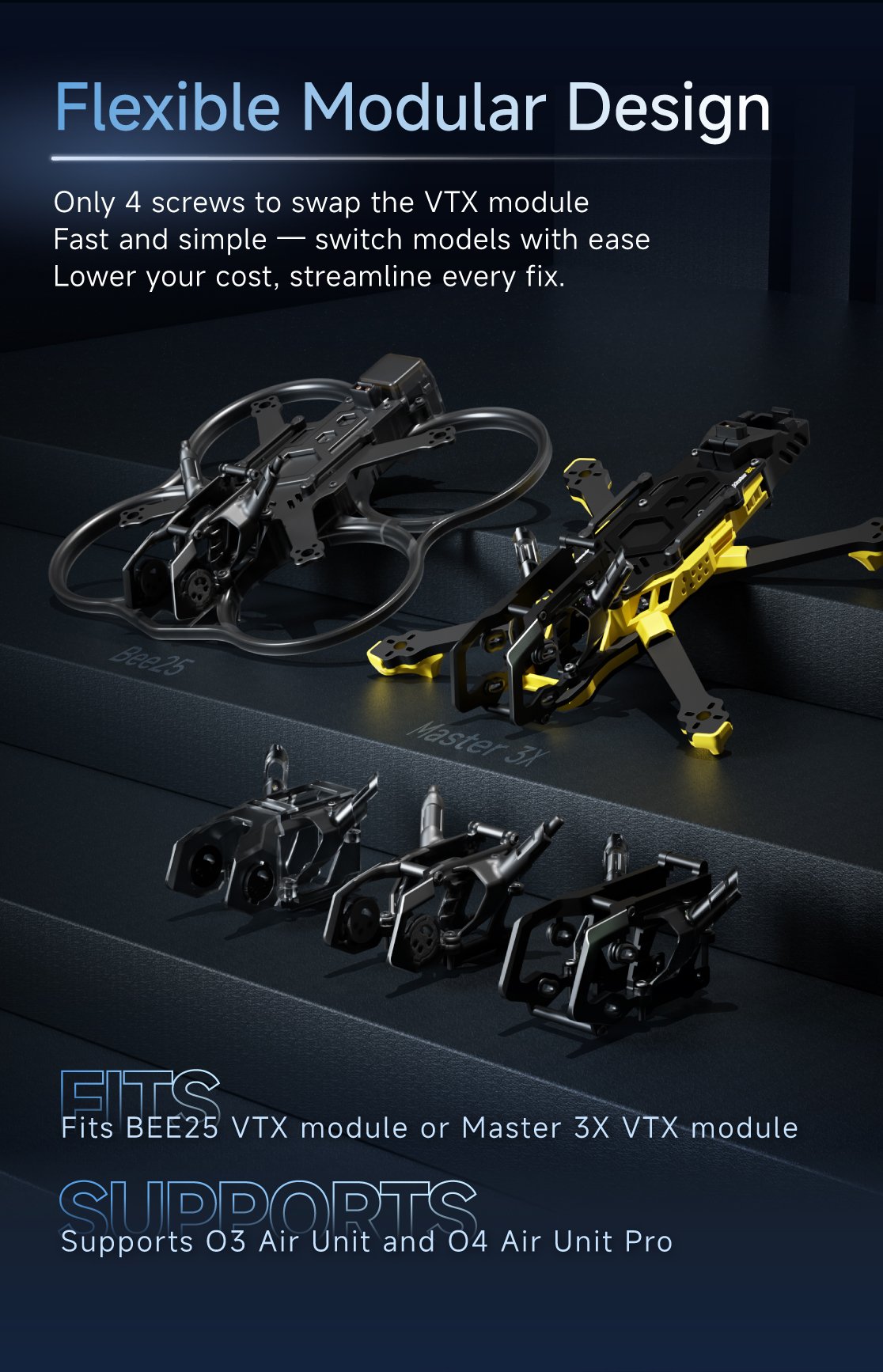 SpeedyBee Master3X Modular Frame O3 (Aluminum Alloy Head)