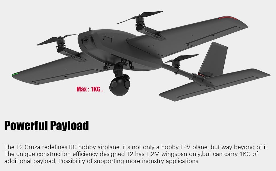 Hee Wing T2 Cruza VTOL FPV Plane (PNP+FC and Carry Case)