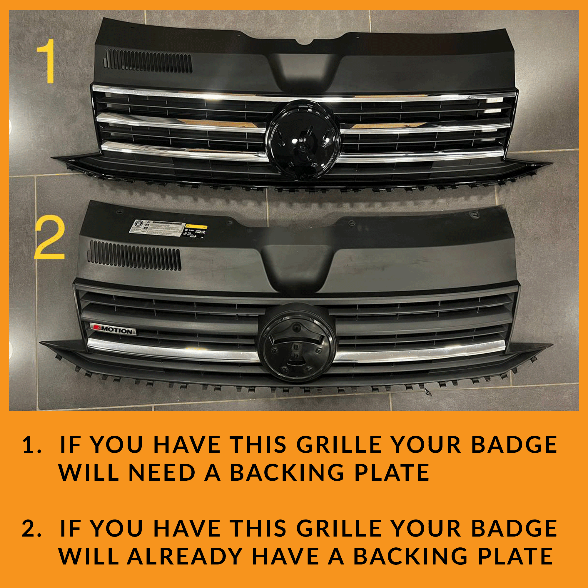 For VW T6 Front Grille R-Line (2 in 1) Badged/Badgeless - Gloss Black