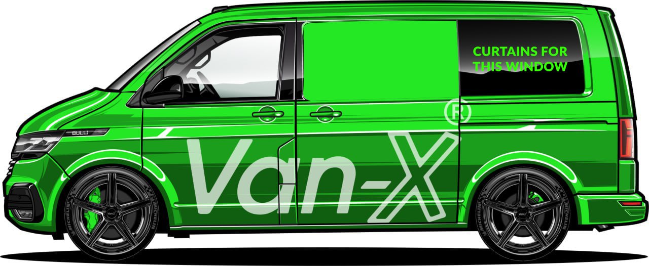 For VW T6.1 Transporter Van Conversion Premium Curtains Van-X - Black/Blue - CREATE YOUR OWN BUNDLE! Van-X