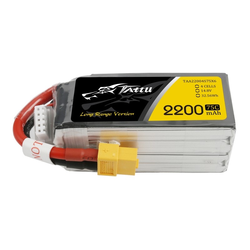 Tattu 2200mAh 14.8V 75C 4S1P Long Range Lipo Battery Pack