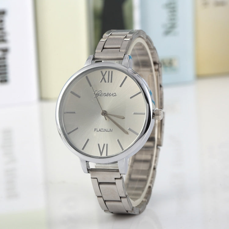 2 PCS Women Large Dial Stainless Steel Fine Strap Quartz Watch