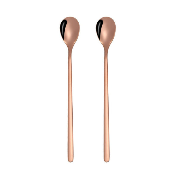 2 PCS Stainless Steel Spoon Creative Coffee Spoon Bar Ice Spoon Gold Plated Long Stirring Spoon