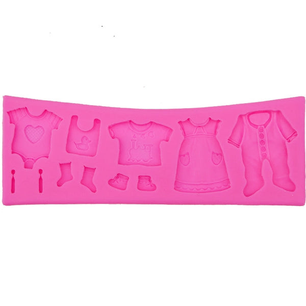 2 PCS Baking Mold Baby Shoes Fondant Cake Mold Kid Clothes Silicone DIY Chocolate West Point Mold, Kid Clothes Shape