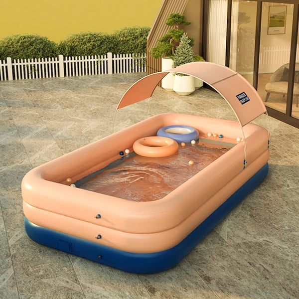PVC Shade Wireless Automatic Inflatable Swimming Pool Household Children Swimming Pool Large Outdoor Plastic Pool with Shed, 2.1m, 2.6m, 3m