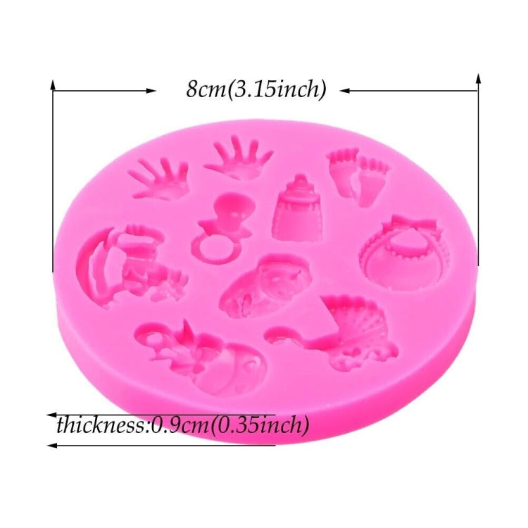 2 PCS Baby Hand Foot Shape DIY Mold Fondant Silicone Cake Chocolate Mold Baking Tool, Foot Shape