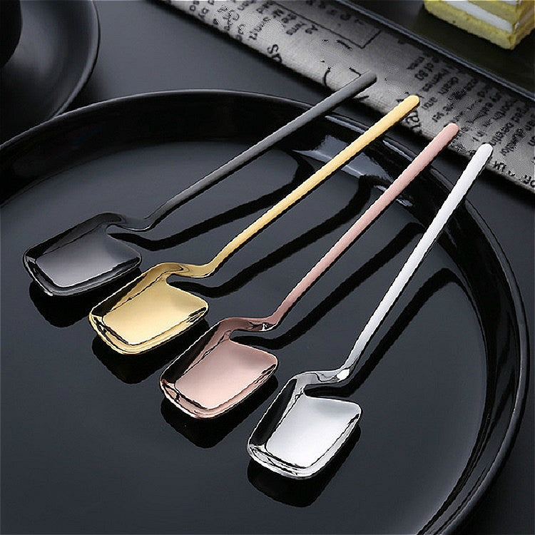 Stainless Steel V-shaped Wall Hanging Design Simple Coffee Spoon Fork Creative Long Handle Stirring Tableware, Spoon Black, Fork Black, Spoon Gold, Fork Gold, Spoon Rose Gold, Fork Rose Gold