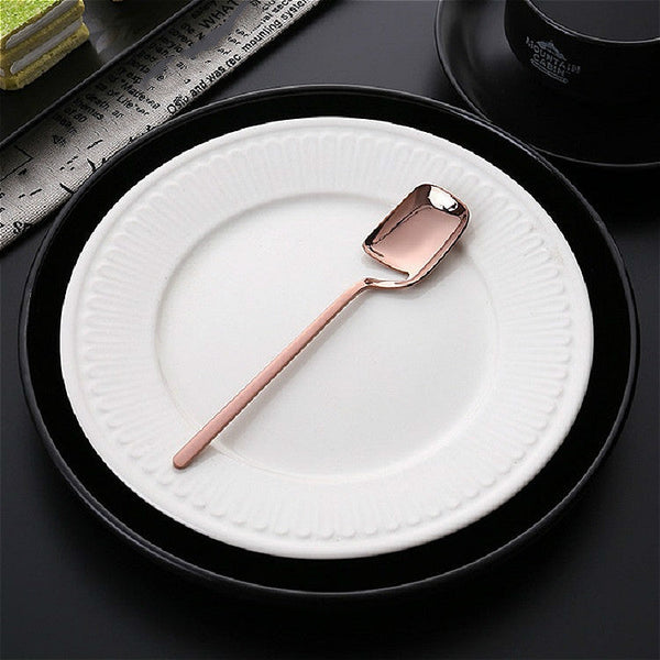 Stainless Steel V-shaped Wall Hanging Design Simple Coffee Spoon Fork Creative Long Handle Stirring Tableware, Spoon Black, Fork Black, Spoon Gold, Fork Gold, Spoon Rose Gold, Fork Rose Gold