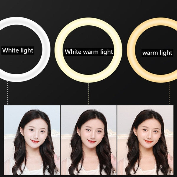 HQ-18N 18 inch 45cm LED Ring Vlogging Photography Video Lights Kits with Remote Control & Phone Clamp & 2.1m Tripod Mount, EU Plug