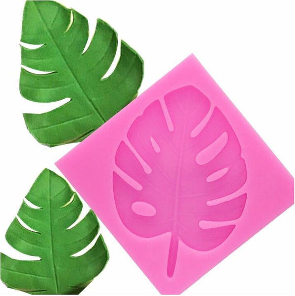 2 PCS DIY Tree Leaf Fondant Mould Chocolate Cake Decorating Mould, Tree Leaf Shape(Pink), Tree Leaf Shape(Gray)