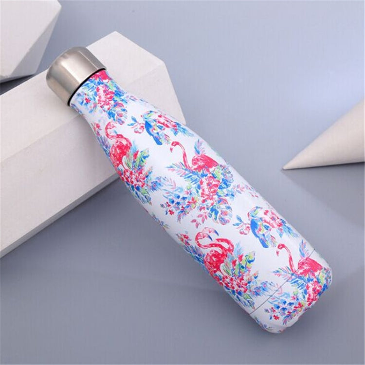 Animals Plants Pattern Thermal Cup Vacuum Flask Heat Water Bottle Portable Stainless Steel Sports Kettle, 500ml