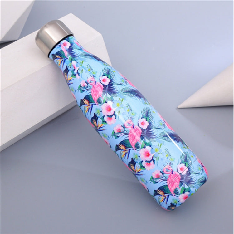 Animals Plants Pattern Thermal Cup Vacuum Flask Heat Water Bottle Portable Stainless Steel Sports Kettle, 500ml