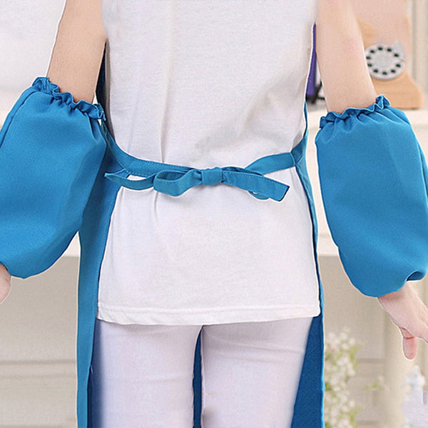 Children Cartoon Frog Pattern Apron Drawing Sleeves Painting Clothes, Pink Small, Pink Large, Dark Red Small, Blue Cuff One Size