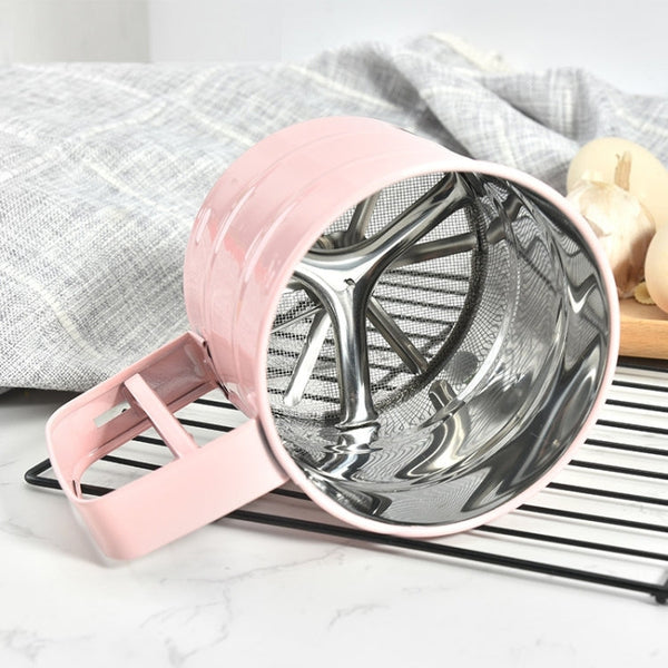 Stainless Steel  Flour Sieve Baking Tool Hand-Pressed Flour Sieve