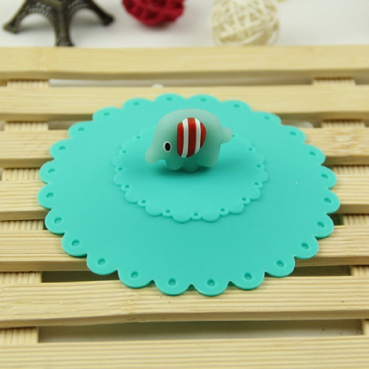 Cartoon Elephant Dustproof and Leakproof Silicone Cup Lid, Elephant