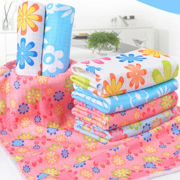 4 PCS / Set Microfiber Printed Flowers Cloth Cleaning Cloth