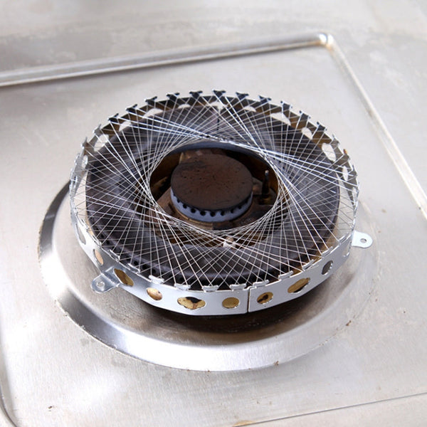 2 PCS Stainless Steel Gas Circle for Gas Cooker Fireproof Windproof Gas Energy Saving Hood Kitchen Accessories, Steel Gas Circle