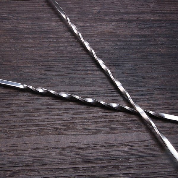 2 PCS Stainless Steel Long Handle Fork Spoon Cocktail Ice Stirrer Double Head Wine Mixing Stick