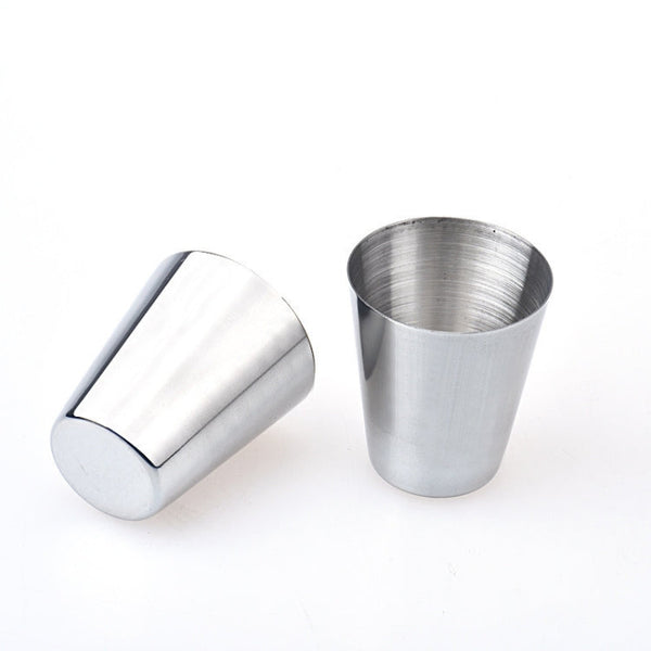 2 Sets Outdoor Mini Stainless Steel Small Wine Glass Hiking Camping Travel Portable Drinking Cup Set with Leather Case, Small 30ml Travel Portable Drinking Cup