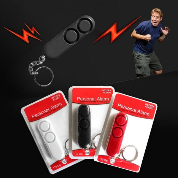 2 PCS 120dB Self Defense Anti-rape Device Dual Speakers Loud Alarm Safety Personal Security Keychain, Random Color Delivery