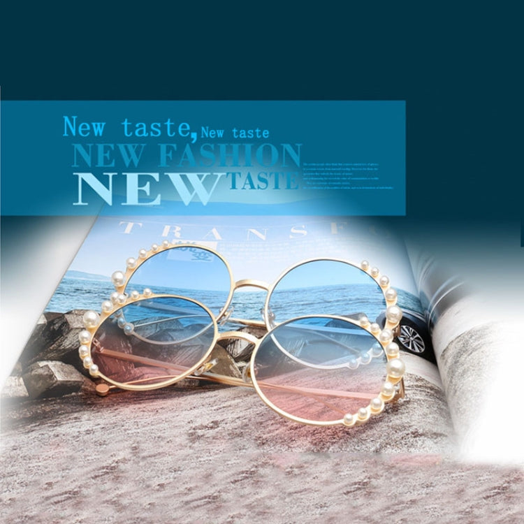 Women Sunglasses Metal Round Frame Pearl Embellished Sunglasses, Gold Frame Grey Lens, Gold Frame Brown Lens, Gold Frame Blue Pink Lens, Gold Frame Purple Pink Lens, Gold Frame Blue Lens, Gold Frame Champagne Lens, Pink Frame Pink Lens                 ...