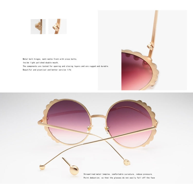 Women Sunglasses Metal Round Frame Pearl Embellished Sunglasses, Gold Frame Grey Lens, Gold Frame Brown Lens, Gold Frame Blue Pink Lens, Gold Frame Purple Pink Lens, Gold Frame Blue Lens, Gold Frame Champagne Lens, Pink Frame Pink Lens                 ...