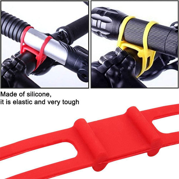 5 PCS Silicon Strap Mountain Road Bike Torch Phone Flashlight  Elastic Bandage Bicycle Light Mount Holder
