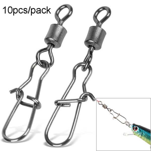 10pcs /Pack Stainless Steel Fishing Connector Bearing Rolling Swivel Connector Fishing Gear Accessories, 12(17mm), 10(20mm), 8(22mm), 7(25mm), 6(26mm), 5(29mm), 4(30mm), 3(34mm), 2(36mm), 1(40mm)