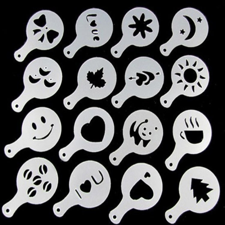 32 PCS Coffee Stencil Filter Coffee Maker Cappuccino Mold Templates Strew Flowers Pad Spray Art Baking Tools, 32 PCS