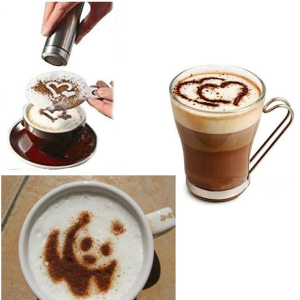 32 PCS Coffee Stencil Filter Coffee Maker Cappuccino Mold Templates Strew Flowers Pad Spray Art Baking Tools, 32 PCS