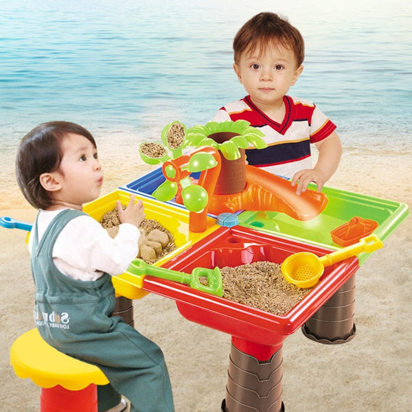 Outdoor Sandy Beach Table Toys Set for Kids, Beach Table(Tree and Round Table), Beach Table(Dolphin and Round Table), Beach Table(Tree and Square Table), Beach Table(Dolphin and Square Table)