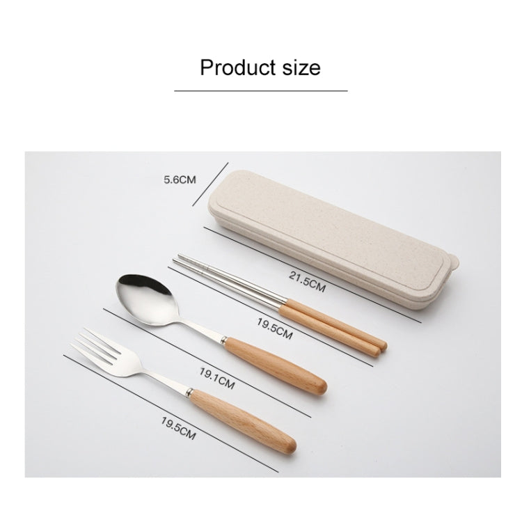 3 in 1 Spoon Chopsticks Fork Cutlery Set Three-piece Creative Work Students Portable Tableware, Three-piece set of wooden handle spoon fork chopsticks, Two-piece wooden spoon chopsticks