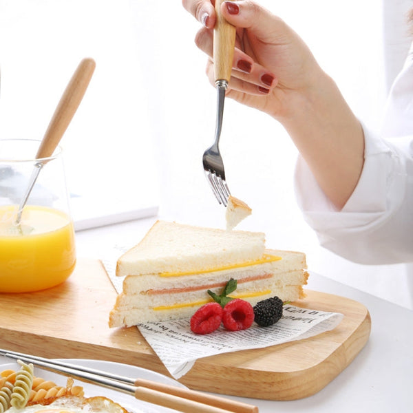 3 in 1 Spoon Chopsticks Fork Cutlery Set Three-piece Creative Work Students Portable Tableware, Three-piece set of wooden handle spoon fork chopsticks, Two-piece wooden spoon chopsticks